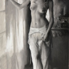 100x50 cm. Charcoal & Pastel on paper attached to board