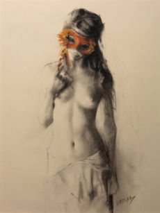 61x46 cm. Charcoal & Pastel on paper attached to board