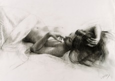 65x46 cm. Charcoal on paper attached to board