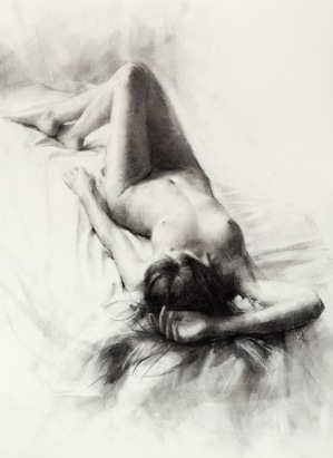 73x54 cm. Charcoal on paper attached to board